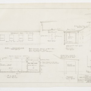 Elevation, floor plan, wall section and rafter section