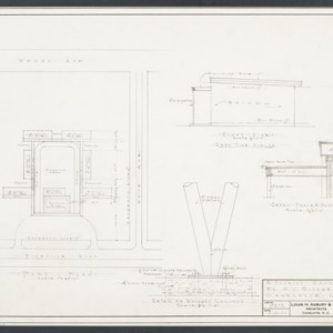 Site plan, column details, left side elevation and porch sections