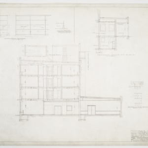 Library floor plan and bookcase elevation and details