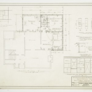 First floor plan and bookcase elevation