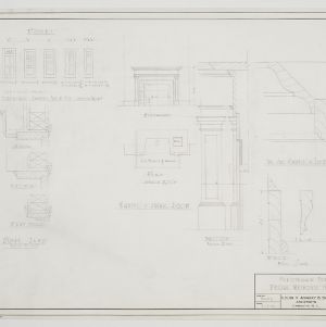 Door and mantel elevations and sections