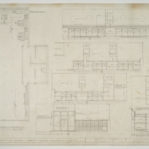Homemaking building first floor plan and cabinet elevations