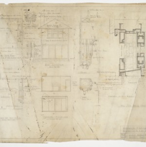 First floor plan, elevations and door sections