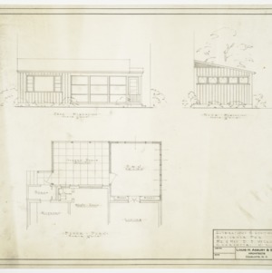 Floor plan, rear and side elevations