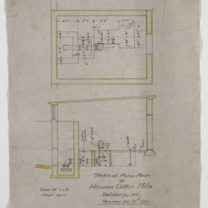 Pump room floor plan and sectional elevation